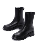 Woman Black Zippered Thick Sole Leather Boat | Derimod