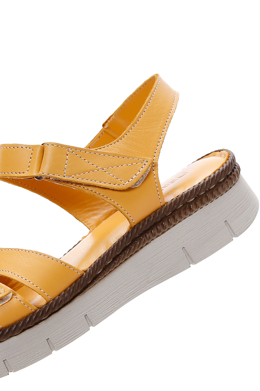 Kadın Sarı Deri Comfort Sandalet