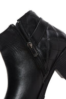 Women's Black Leather Heeled Bootie | Derimod