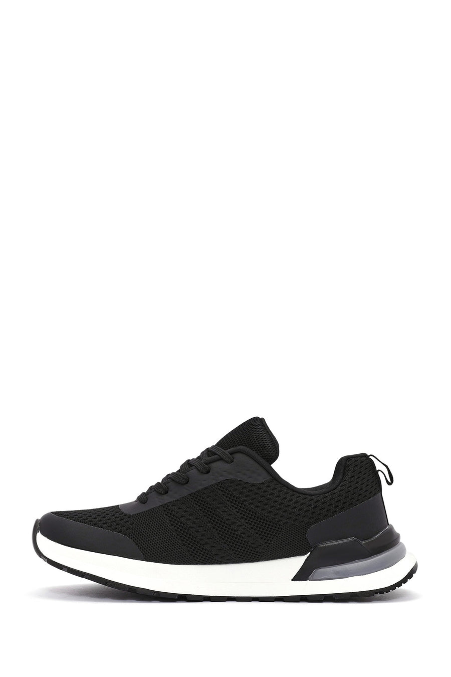 Men's Black Lace-Up Fabric Sneakers