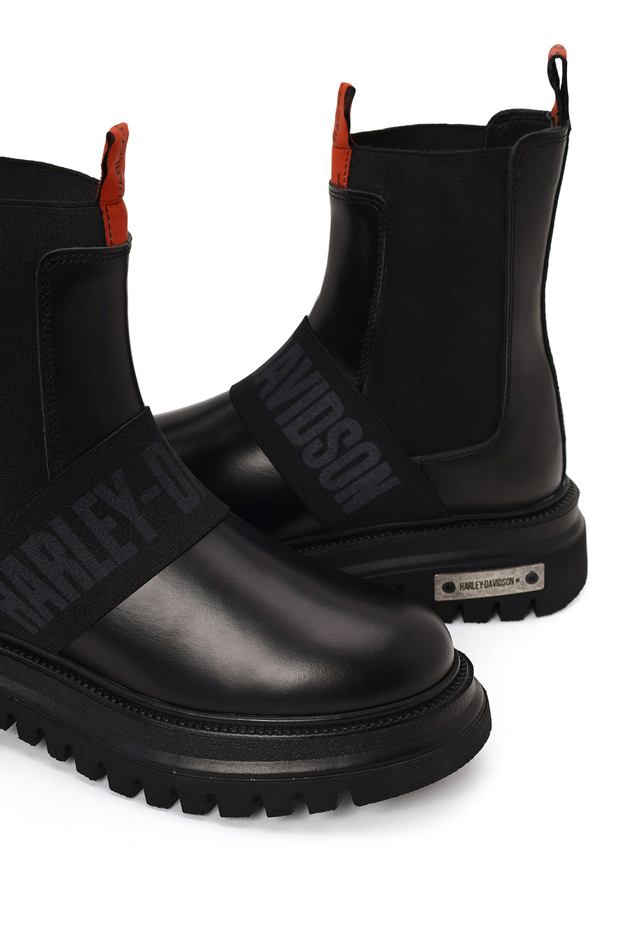 Harley Davidson Woman Black Nefud Thick-Soled Leather Chelsea Boots