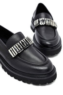 Kadın Siyah Aksesuarlı Deri Maskülen Loafer | Derimod