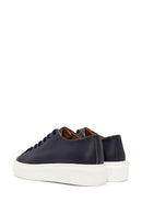 Men's Navy Blue Lace-up Thick-Sole Leather Sneaker | Derimod