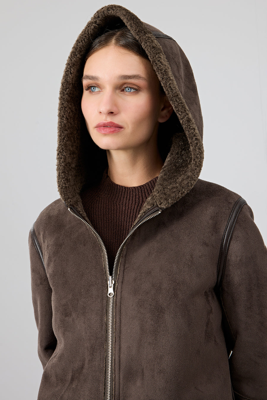 Fiorentini Women Brown Reversible Hooded Teddy Coat