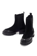 Women's Black Thick Sole Suede Leather Chelsea Boots | Derimod