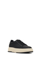 Male Black Lace-Up Thick-Soled Leather Sneaker | Derimod