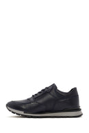 Men's Navy Blue Lace-up Leather Casual Sneaker | Derimod