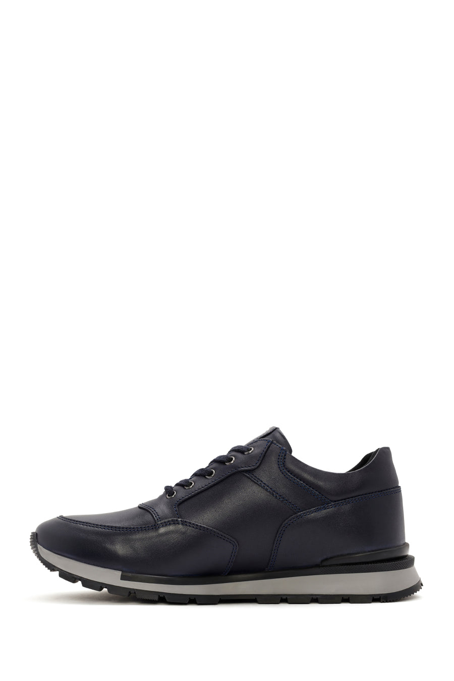 Men's Navy Blue Lace-up Leather Casual Sneaker