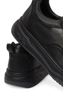 Male Black Lace-Up Thick-Soled Leather Sneaker | Derimod