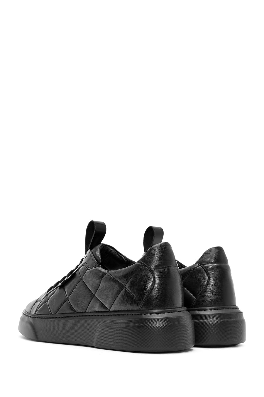 Men's Black Lace-Up Crocodile Patterned Leather Sneakers