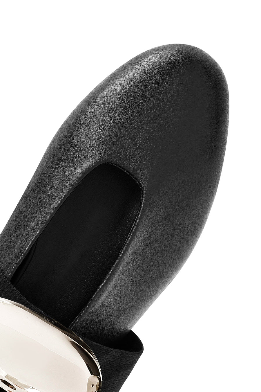 Women's Black Buckle Detailed Leather Ballerinas