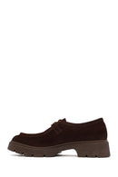 Woman Brown Buckled Thick-Soled Suede Masculine Shoes | Derimod