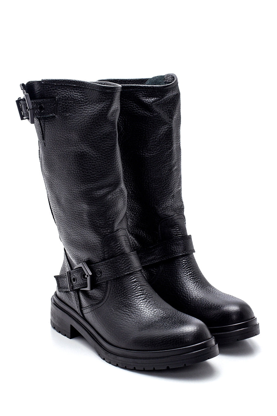 Women's Leather Buckle Boots
