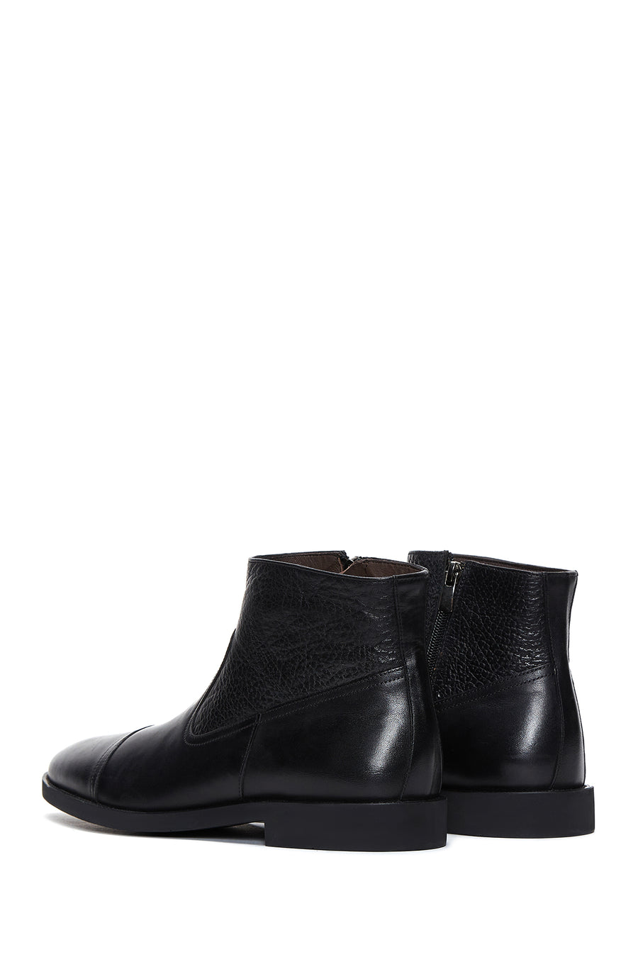 Men's Black Leather Classic Zipper Boots