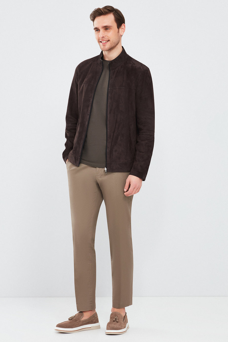 Clint Men's Brown Suede Double-Sided Leather Jacket