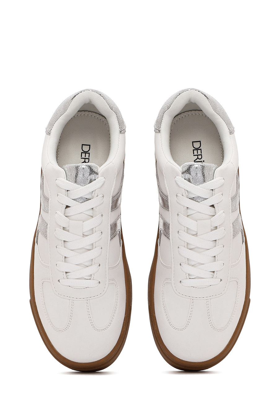 Women's White Lace-Up Thick Soled Sneaker