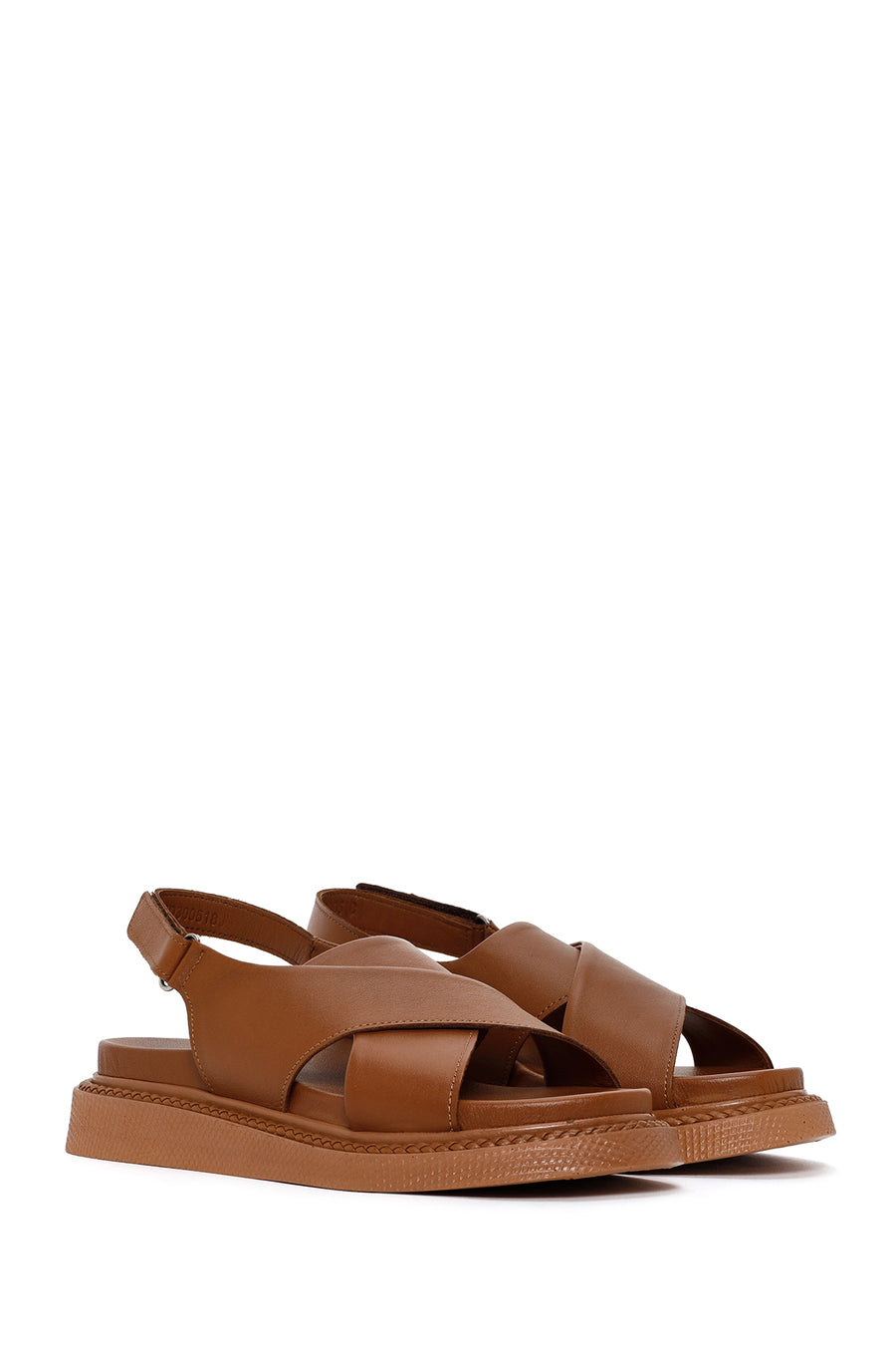 Women's Tan Strap Leather Comfort Sandals