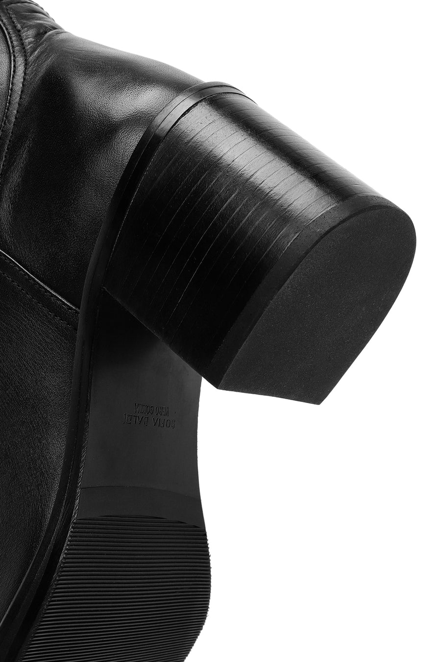 Women's Black Thick Heeled Leather Boots