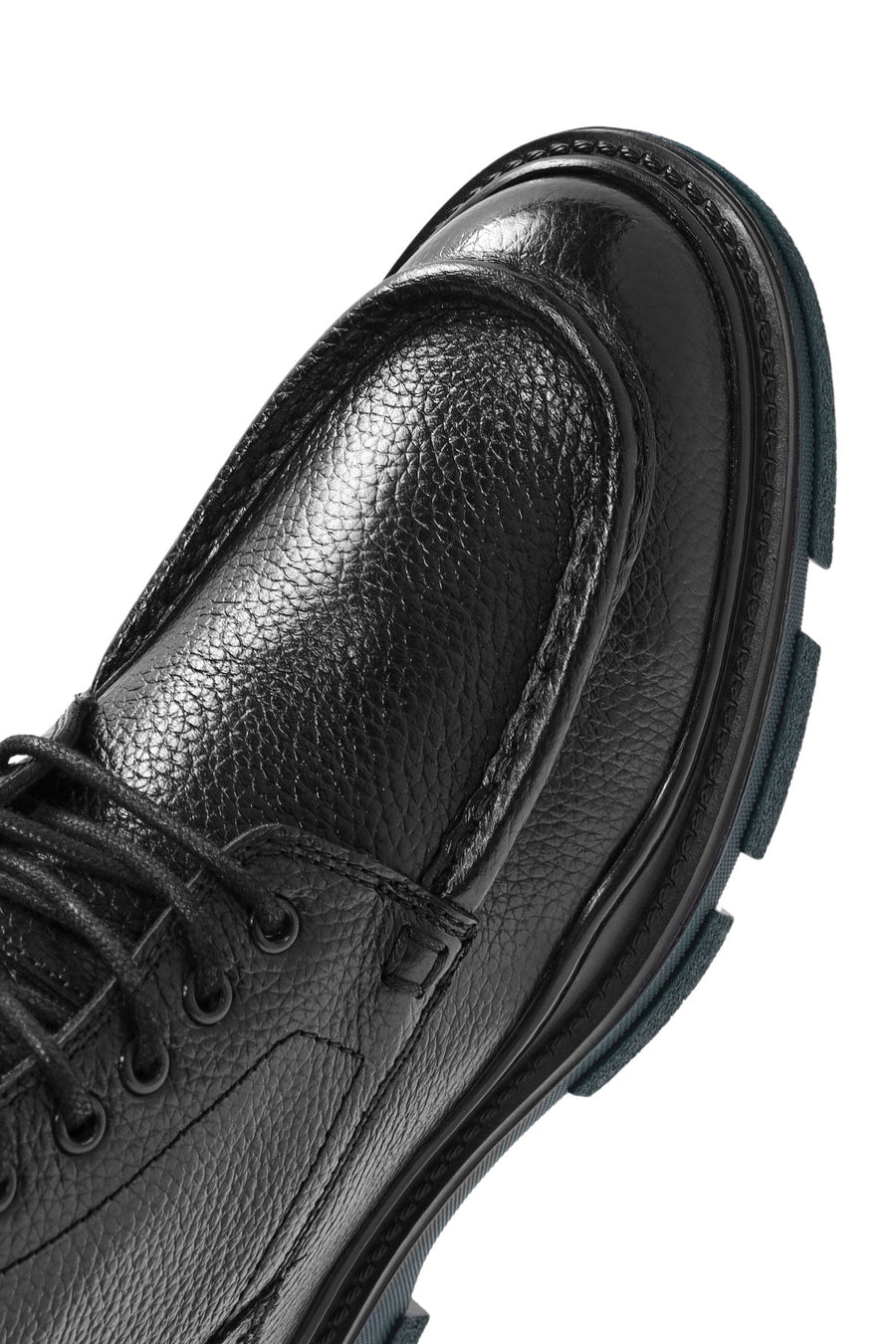 Men's Black Lace-Up Zipper Detailed Leather Casual Boots