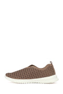 Woman Mink Patterned Suede Comfort Shoes | Derimod