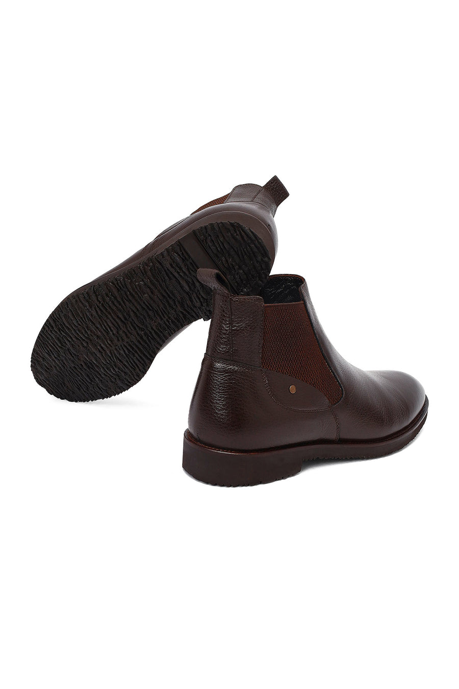 Male Brown Leather Casual Chelsea Boots