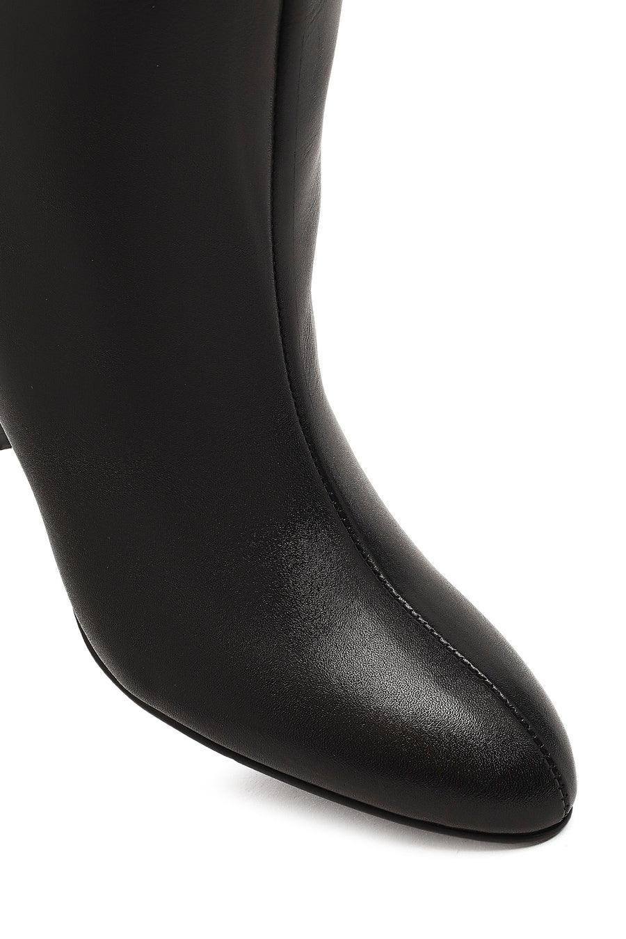 Woman Black Thin High-Heeled Leather Boots