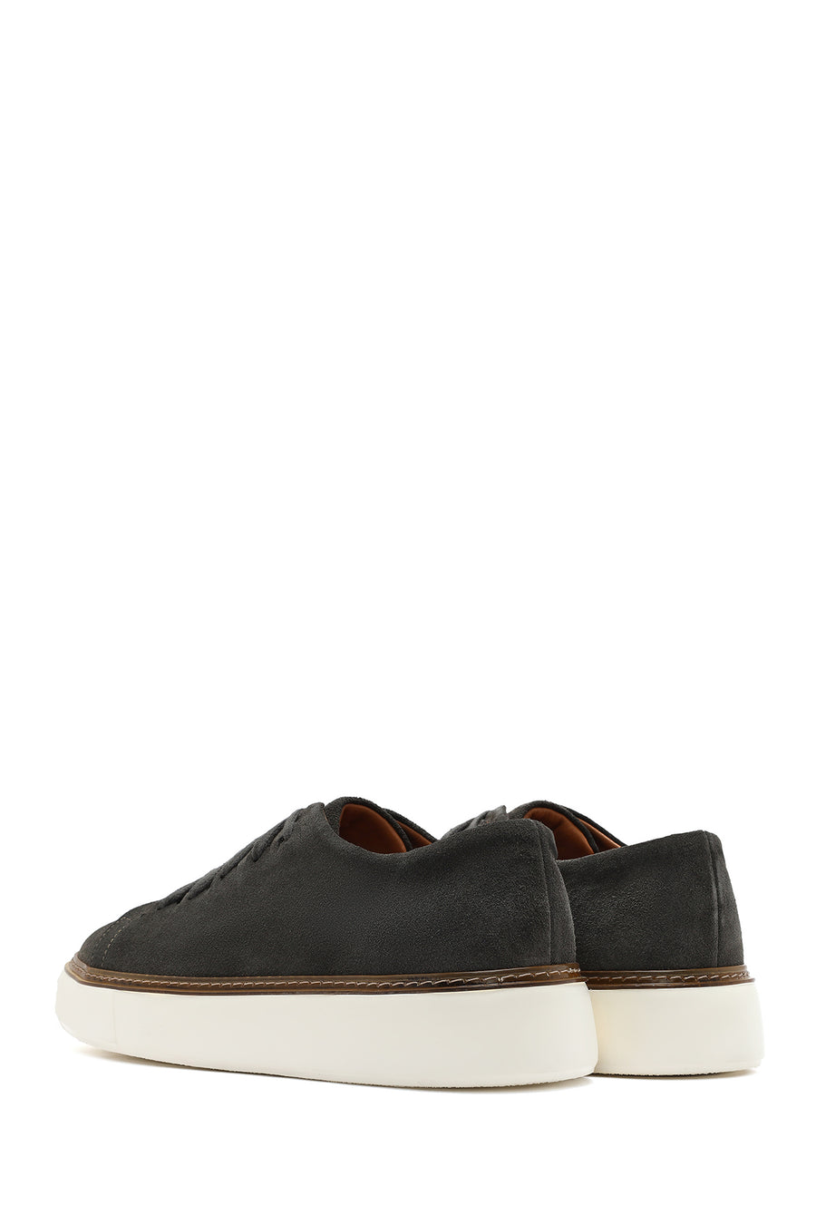 Men's Green Lace-Up Thick-Sole Suede Leather Sneakers