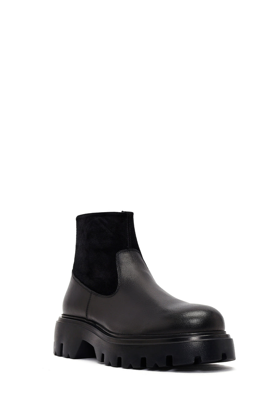 Men's Black Thick Soled Leather Boots