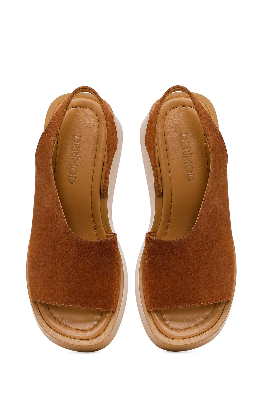Woman Dark Powder Pink Wedge-Heel Suede Leather Comfort Sandal