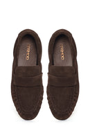 Women's Brown Suede Leather Masculine Loafer | Derimod