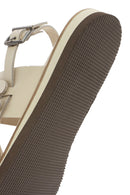 Woman Beige Wrist Strap Fingertips Leather Sandals | Derimod