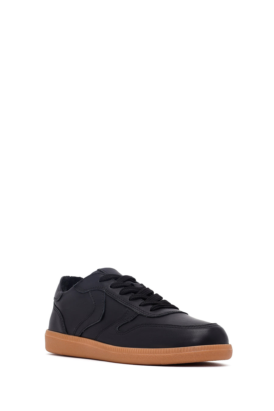 Kadın Siyah Bağcıklı Deri Sneaker