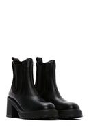 Women's Black Leather Heeled Chelsea Boots | Derimod