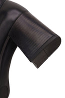 Woman Black Chunky-Heeled Leather Masculine Loafer | Derimod
