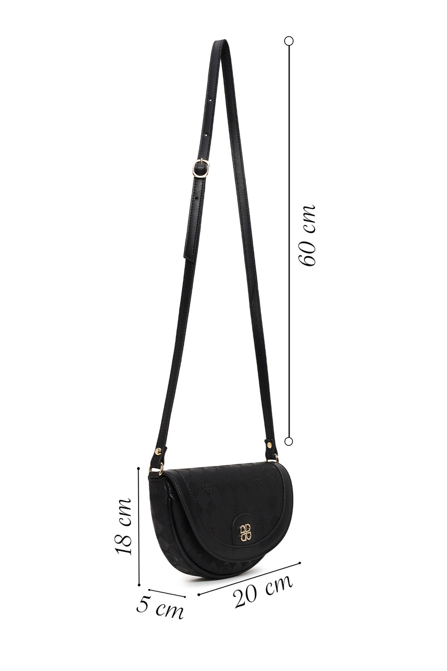Woman Black Long-Strap Printed Mini Crossbody Bag