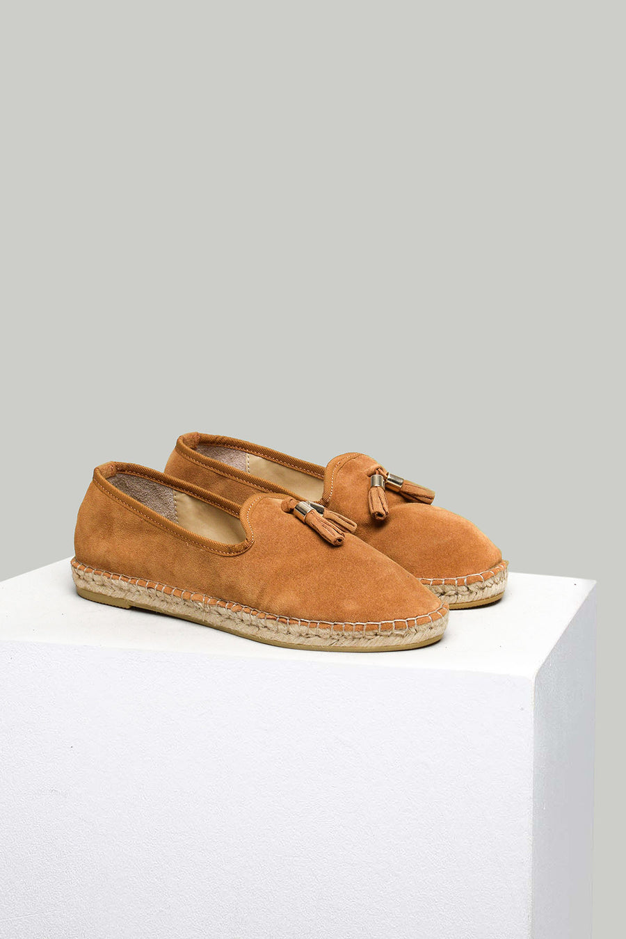 Mustard Women's Leather Espadrille with Tassel Detail