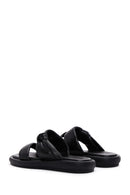 Women's Black Leather Comfort Slippers | Derimod