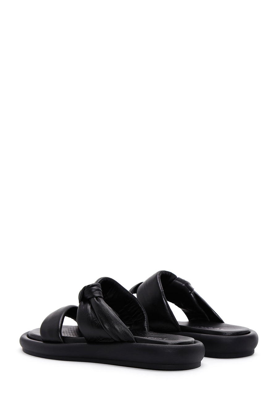 Women's Black Leather Comfort Slippers