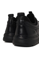 Erkek Siyah Bağcıklı Kalın Tabanlı Deri Sneaker | Derimod