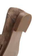 Women's Brown Buckle Detail Suede Leather Loafer | Derimod