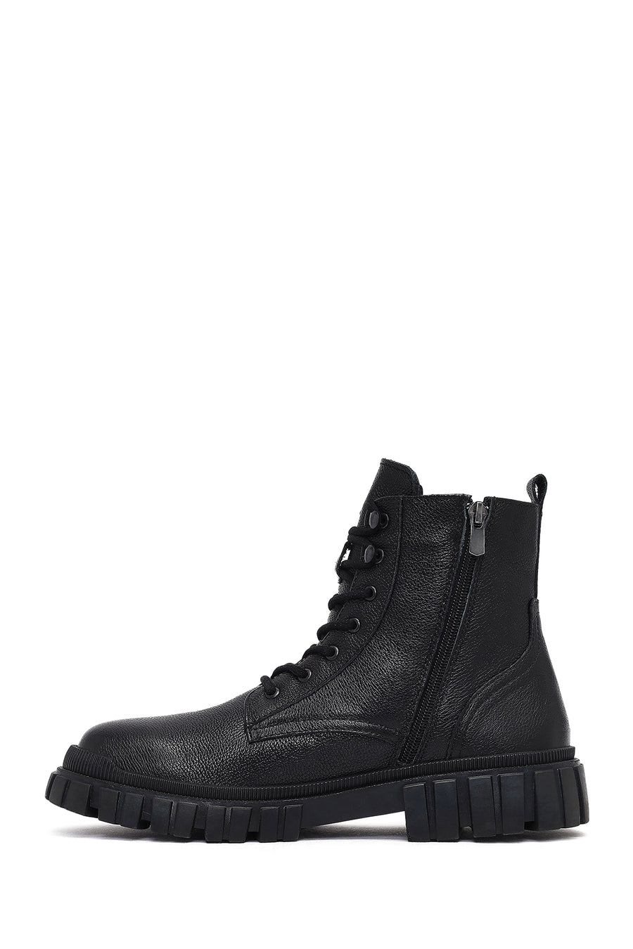 Men's Black Zippered Leather Casual Boots