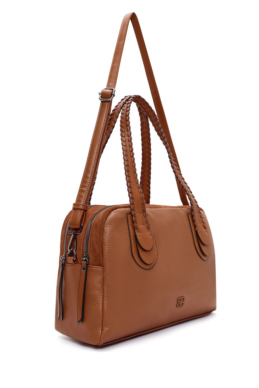 Woman Tan Long-Strap Shoulder Bag