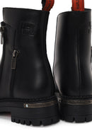 Harley Davidson Woman Black Peking Zip Closure Thick-Soled Leather Boots | Derimod