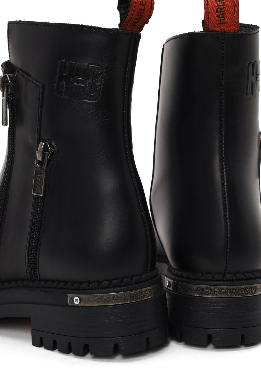 Harley Davidson Woman Black Peking Zip Closure Thick-Soled Leather Boots