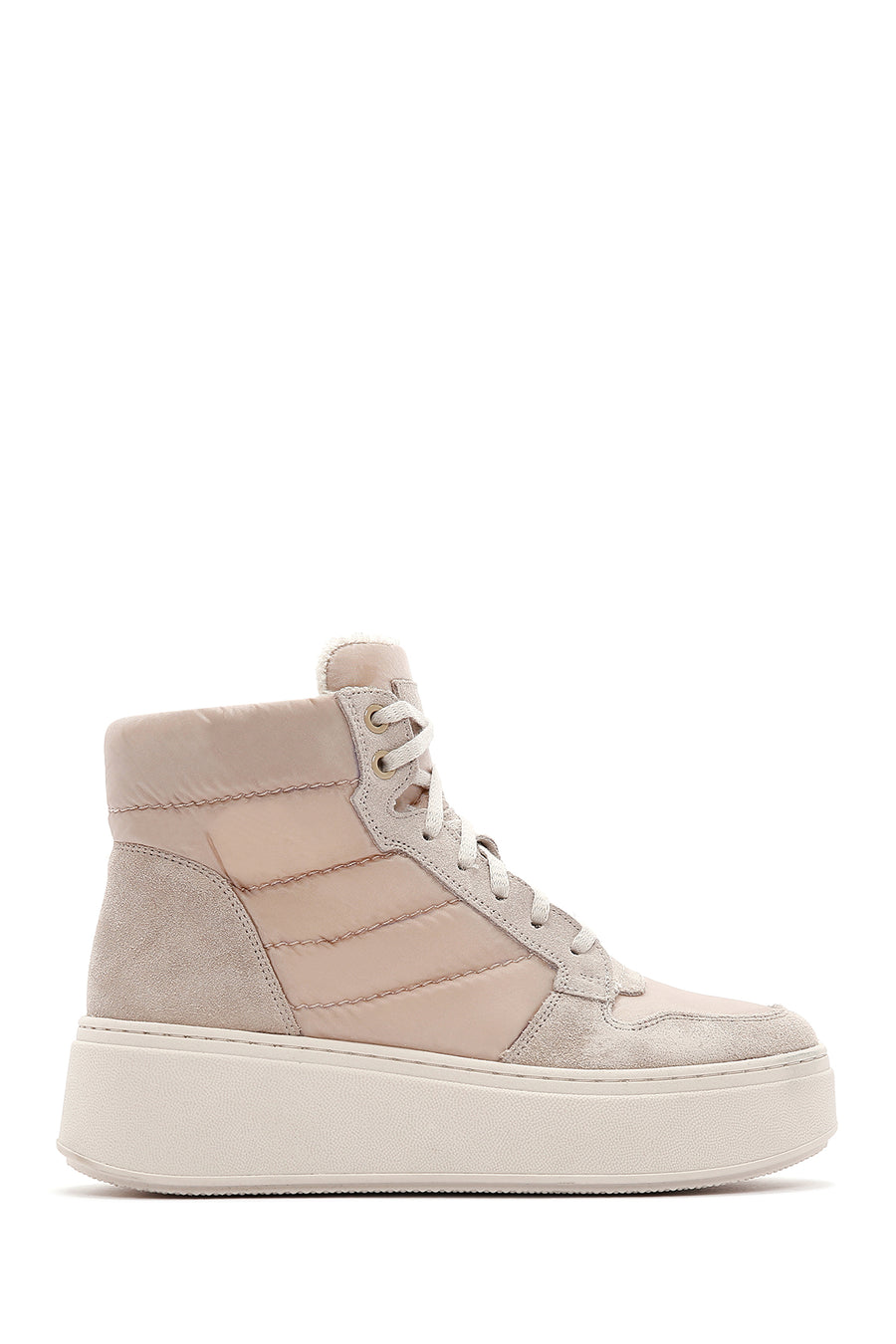 Women's Beige Thick Soled Leather Sneaker Boots 23WFD380214 | Derimod
