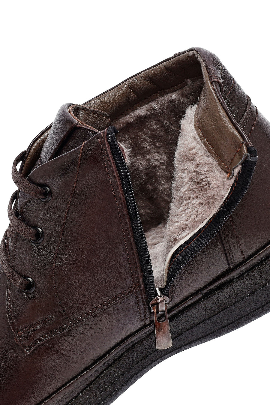 Male Brown Zip Closure Leather Boots