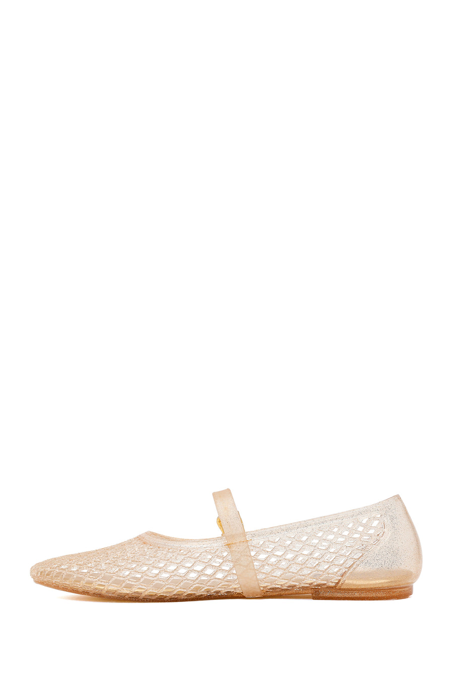 Women's Jelly Ballet Flats with Gold Buckle