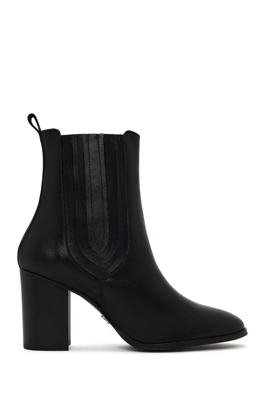 Woman Black Thick-Heeled Leather Chelsea Boots AF210007DV | Derimod