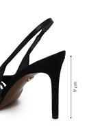Woman Black Slingback Stiletto Suede Shoes | Derimod