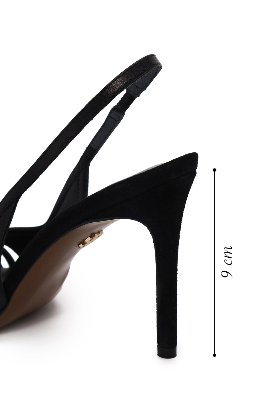 Woman Black Slingback Stiletto Suede Shoes